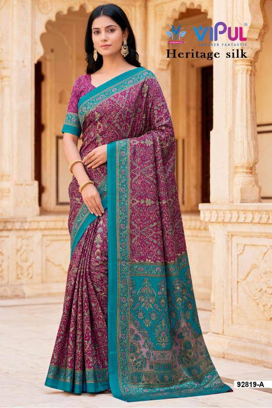 Vipul heritage silk Printed saree manufacturers in Kolkata
